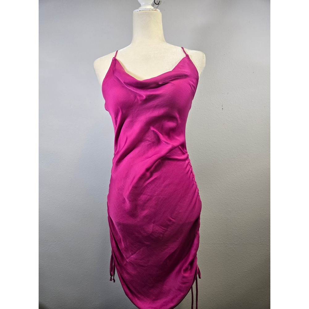 Free People Intimately Magenta Ruched Cowl Neck Slip Dress XS